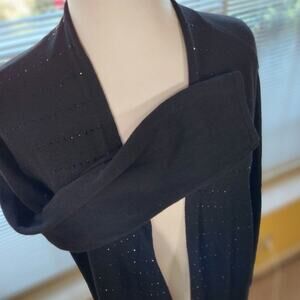 J.Jill Large Petite $89 Embellished‎ Black Viscose Wool Blend Open Cardigan